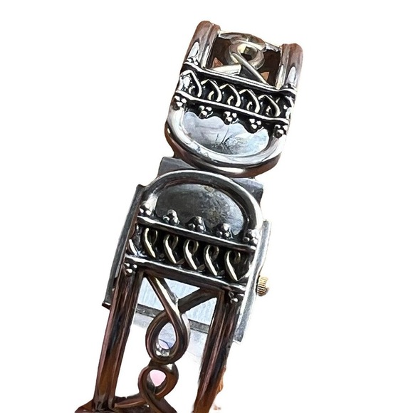 Harve Bernard Quartz Watch Filligree Metal Cuff - Picture 5 of 7